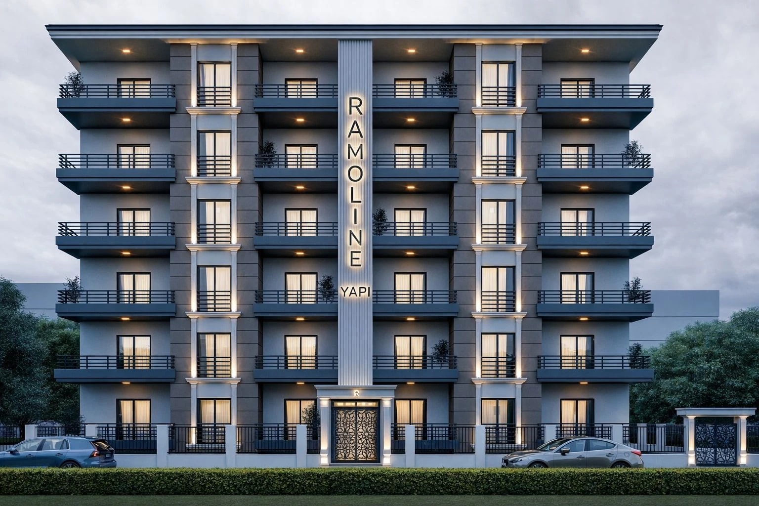 Tamamlanmış modern apartman dış cephe